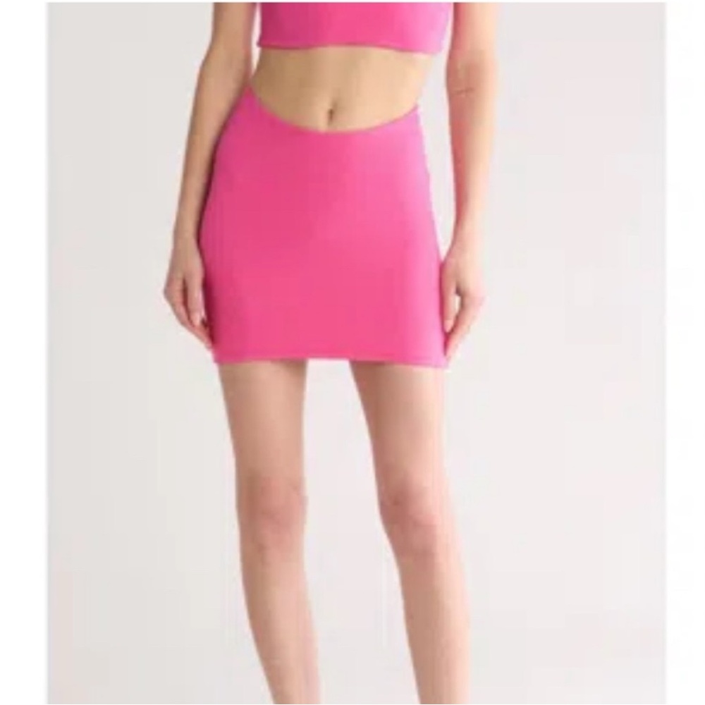 NAKED WARDROBE Scoop Waist Mini Skirt in Pink, NWT